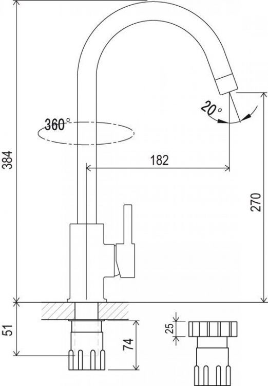 Смеситель для кухни Ravak KM 016.00 X070039 Смеситель для кухни Ravak KM 016.00 X070039