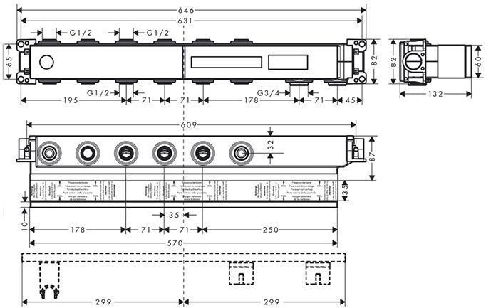 Hansgrohe Скрытая часть термостата RainSelect на 4 источника