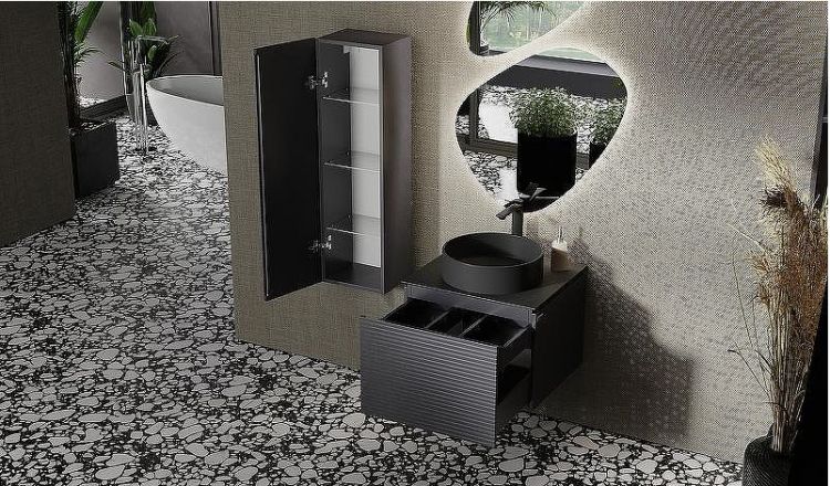 Тумба под раковину Jorno Stone 60 Stn.01.60/P/A/JR подвесная Антрацит