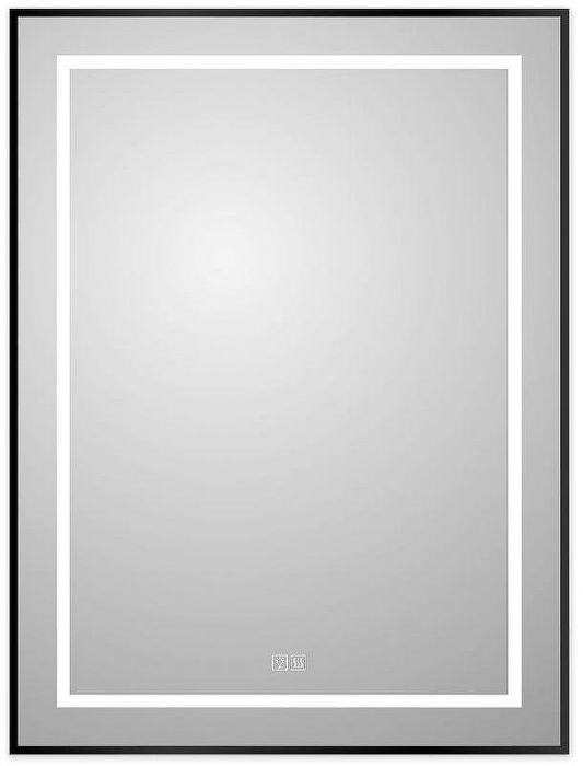 Зеркало BelBagno Kraft 60 SPC-KRAFT-600-800-LED-TCH-WARM-NERO с подсветкой Черное с сенсорным выключателем и подогревом
