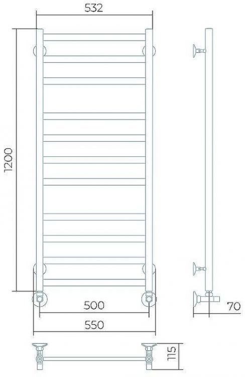 Водяной полотенцесушитель Larusso Кватро П11 500x1200 4670078535757 Хром