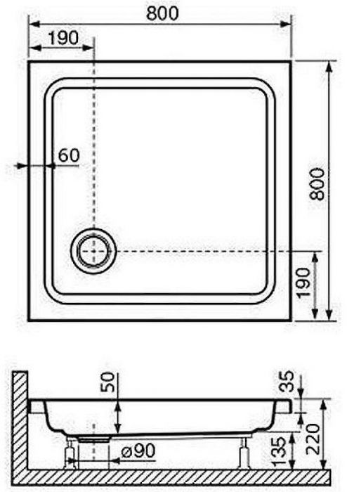 Акриловый поддон для душа RGW Acrylic Style 80x80 16180188-11 Белый