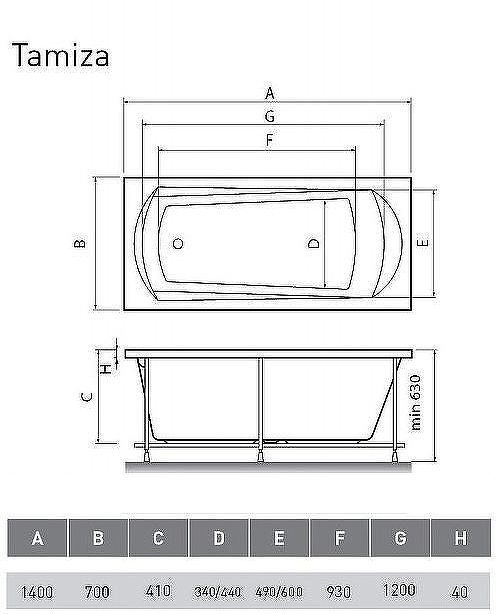 Акриловая ванна Relisan Tamiza 140х70 Гл000013920 без гидромассажа