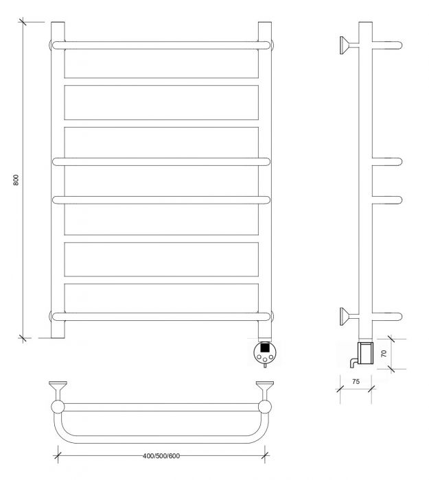 Полотенцесушитель электрический Secado Верона 1 80x50 сатин
