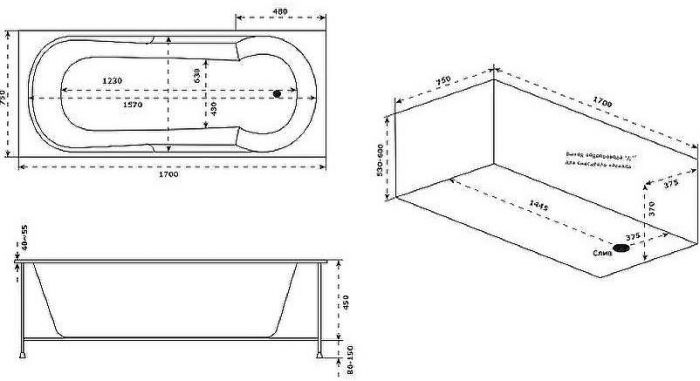Акриловая ванна Bas Энтони 170x75 В 00065 без гидромассажа