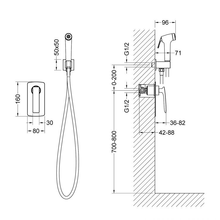 Смеситель встроенный с гигиеническим душем Timo Helmi 4089/03SM черный Смеситель встроенный с гигиеническим душем Timo Helmi 4089/03SM черный