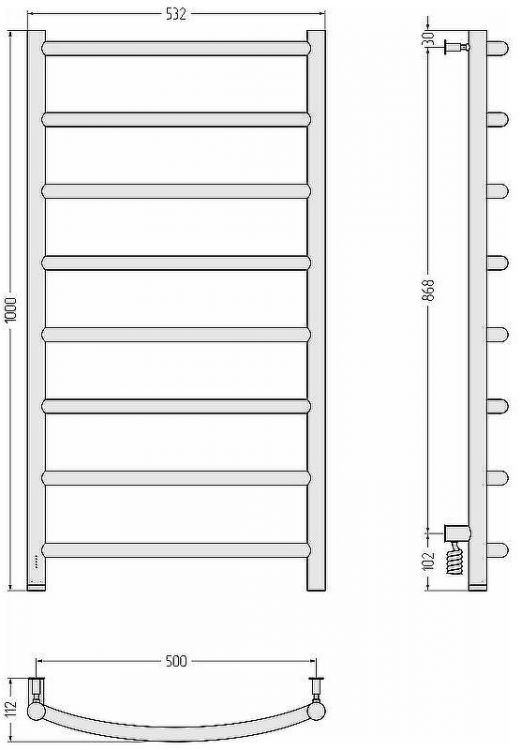 Электрический полотенцесушитель Сунержа Галант 4.0 1000x500 L 31-0830-1050 Черный матовый