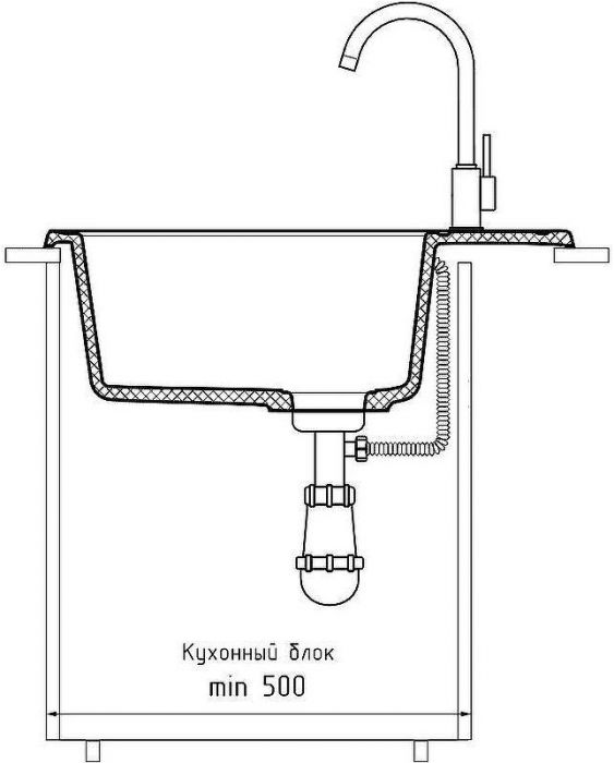 Кухонная мойка GranFest Quarz GF-Z58 Темно-серая