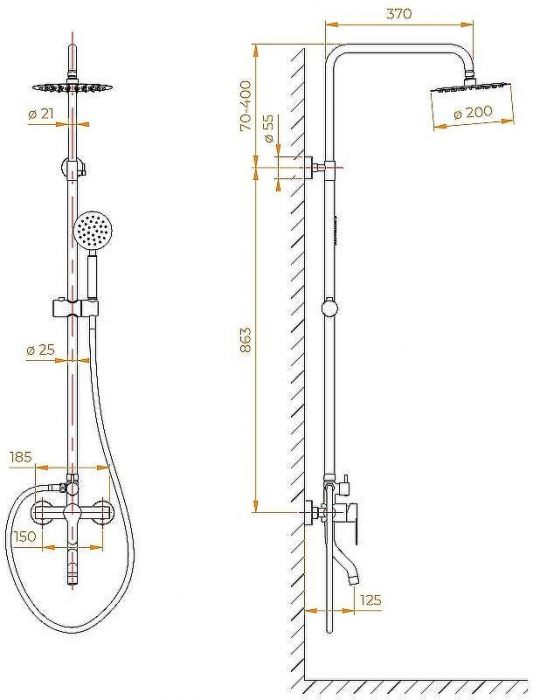 Душевая система RGW Shower Panels SP-24 59140124-13 Хром