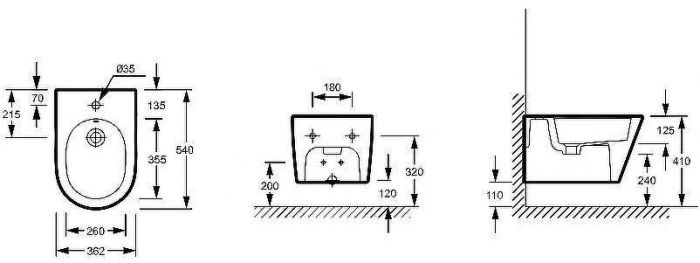 Биде Jacob Delafon Bastille EMK0002-00 подвесное Белое
