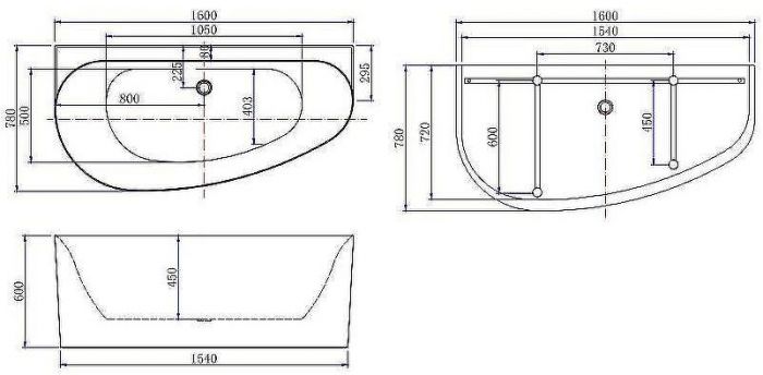 Акриловая ванна Allen Brau Priority 5 160x78 R 2.31005.20B без гидромассажа