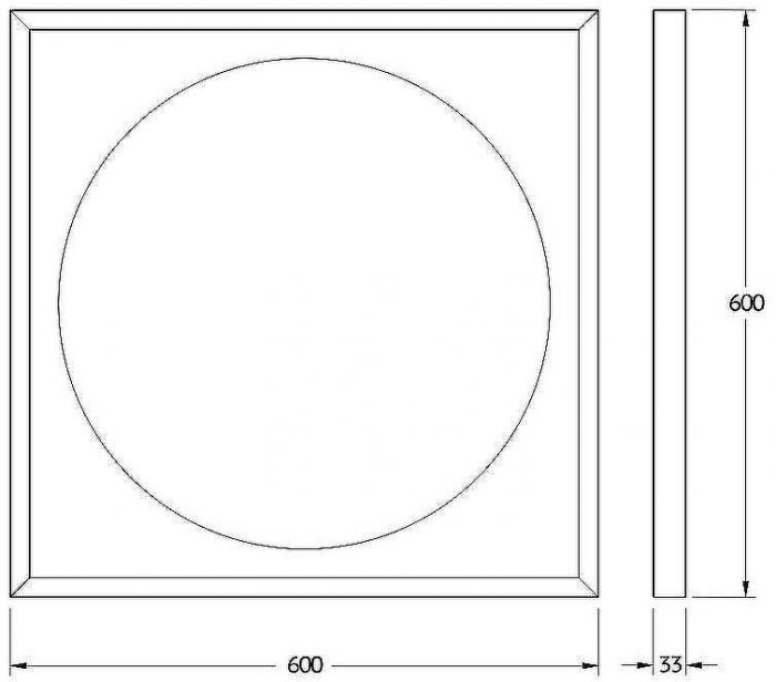 Зеркало Defesto Eclipce 60х60 DF 2221R с подсветкой 12W-4500К/в багетной раме/ИК - выключатель/Нейтральный белый свет/Черная рама