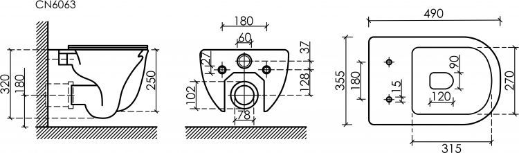 Подвесной унитаз CERAMICANOVA Modena Rimless CN6063MC
