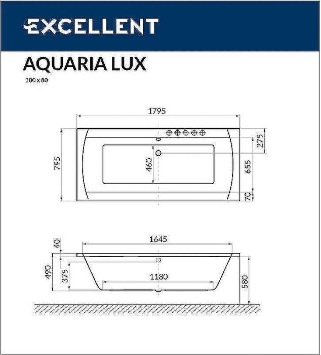 Акриловая ванна Excellent Aquaria Lux 180x80 WAEX.AQU18.LINE.CR с гидромассажем