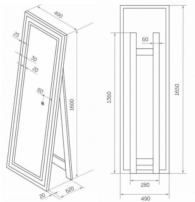 Зеркало Maretti Umbria 49 UM1449165P18EL с подсветкой цвет Черный с сенсорным выключателем и диммером