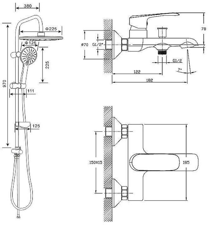 Душевая система Agger Glorious A1293500 Хром Душевая система Agger Glorious A1293500 Хром