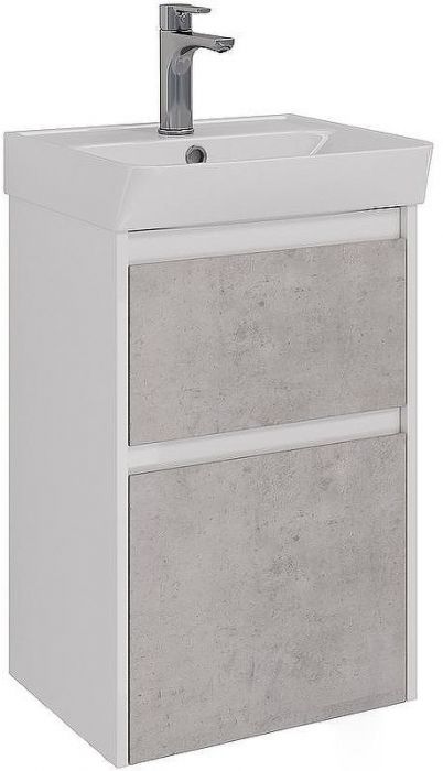 Тумба под раковину Lemark Combi 45 LM03C45T-Beton подвесная Бетон Белый глянец