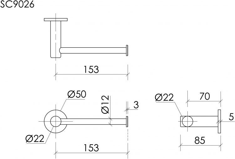 Держатель туалетной бумаги SANCOS Base, вороненая сталь, SC9026GG