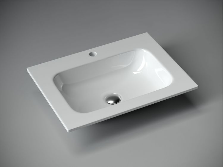 Раковина накладная SANCOS Grace прямоугольная, с отверстием под смеситель, 610x457x137 мм, цвет белый, CN7011