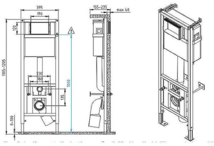 Комплект унитаза с инсталляцией Cersanit City 64277 с сиденьем Микролифт и Белой Хром клавишей смыва