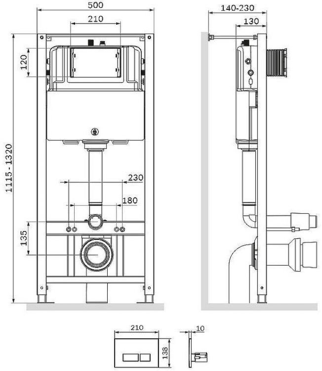 Инсталляция AM.PM Pro I012704.7051 для подвесного унитаза с клавишей смыва Хром
