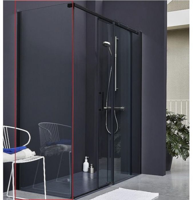 Душевая стенка Jacob Delafon Contra 80 E22FC80-BL профиль Черный матовый стекло прозрачное