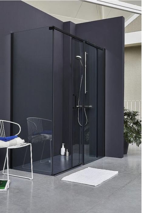 Душевая стенка Jacob Delafon Contra 80 E22FC80-BL профиль Черный матовый стекло прозрачное
