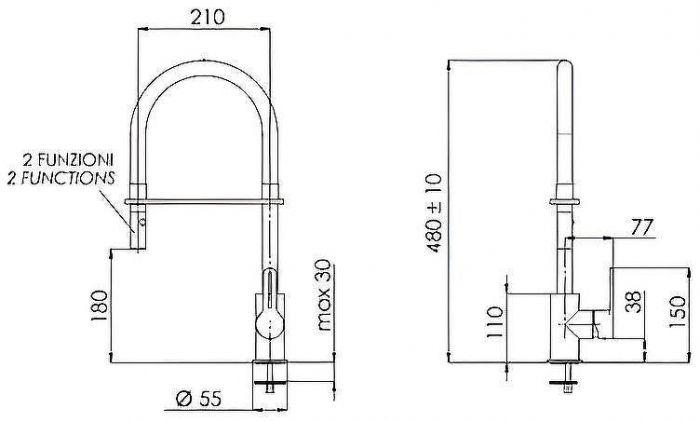 Смеситель для кухни Remer Energy EY541 Хром Черный