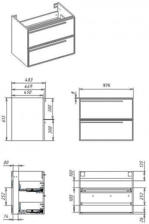 Тумба под раковину La Fenice Elba 100 FNC-01-ELB-B-100-2 подвесная Белая матовая