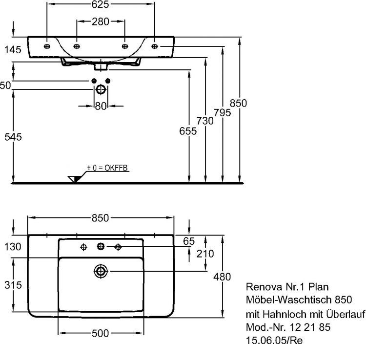 Раковина Keramag Renova Nr.1 Plan, 122185000