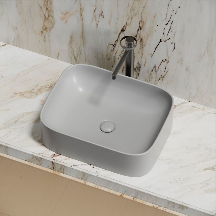 Умывальник чаша SANCOS Element накладная прямоугольная (цвет Серый Матовый) 505x380x150мм, CN6052MSG