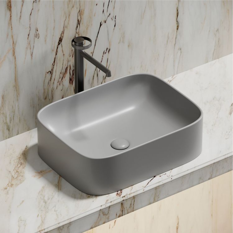 Умывальник чаша SANCOS Element накладная прямоугольная (цвет Серый Матовый) 505x380x150мм, CN6052MSG