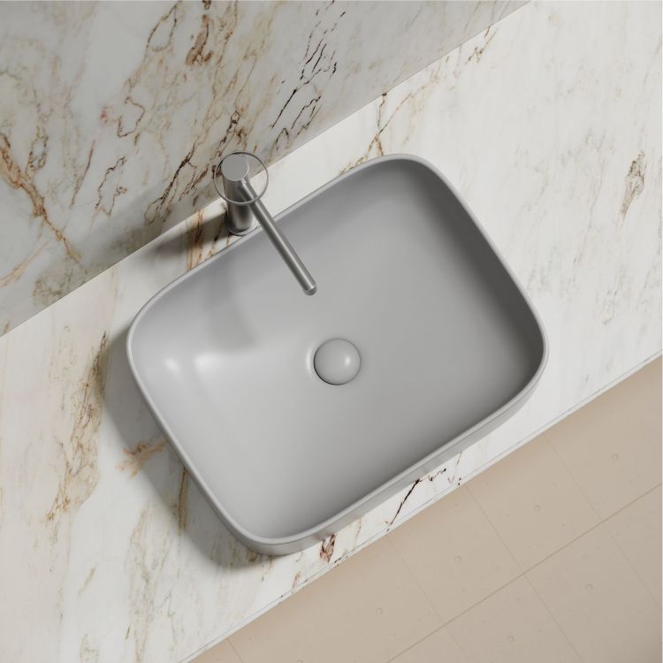 Умывальник чаша SANCOS Element накладная прямоугольная (цвет Серый Матовый) 505x380x150мм, CN6052MSG