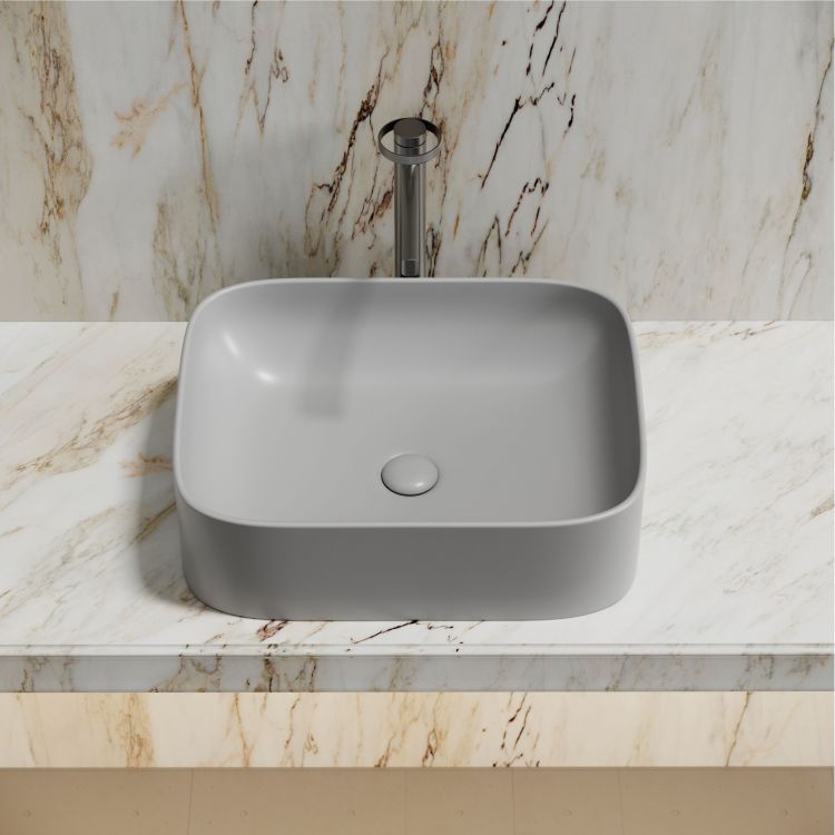 Умывальник чаша SANCOS Element накладная прямоугольная (цвет Серый Матовый) 505x380x150мм, CN6052MSG