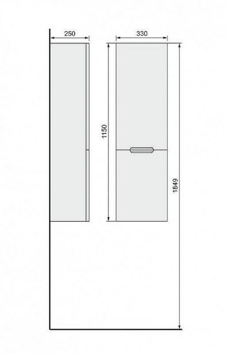 Шкаф пенал Jorno Moduo Slim 33 R Mod.04.115/P/W подвесной Белый глянец