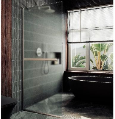 Душевая перегородка Maybah Glass MGD-737-5у 890x1950 в узком профиле Хром матовый стекло сатиновое