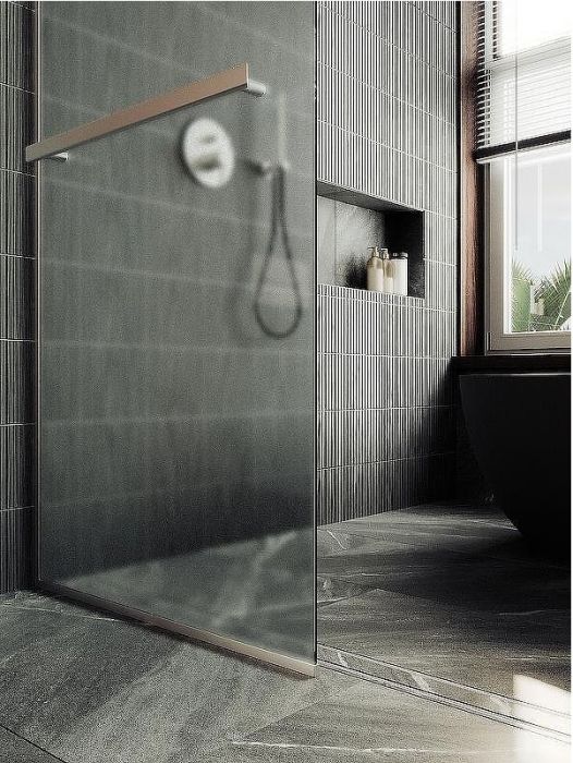 Душевая перегородка Maybah Glass MGD-737-5у 890x1950 в узком профиле Хром матовый стекло сатиновое