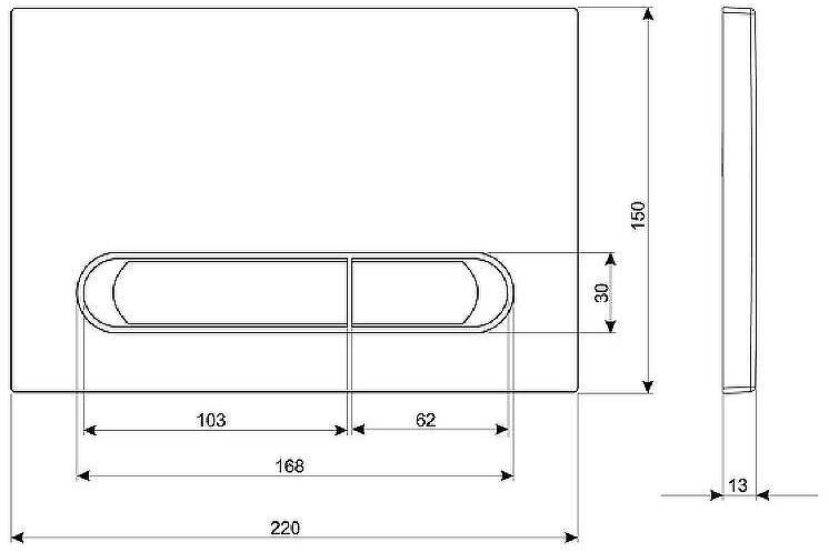 Клавиша смыва KK POL M09 350/PPG/060-00-00 Хром