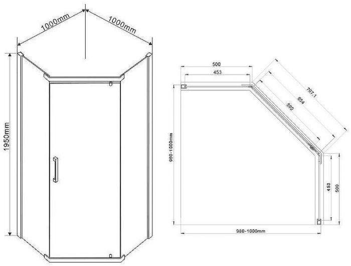 Душевой уголок Vincea Stresa 100х100 VSP-1S100CLB профиль Черный стекло прозрачное