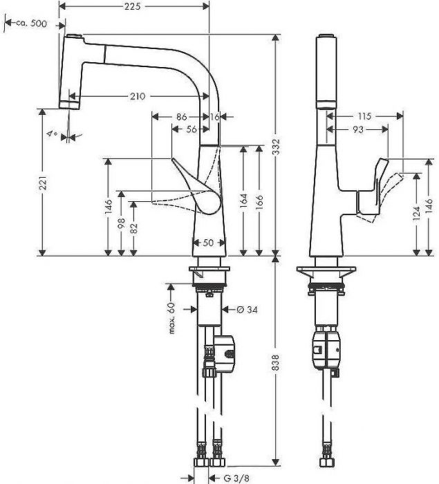 Смеситель для кухни Hansgrohe Metris Select M71 14834000 Хром