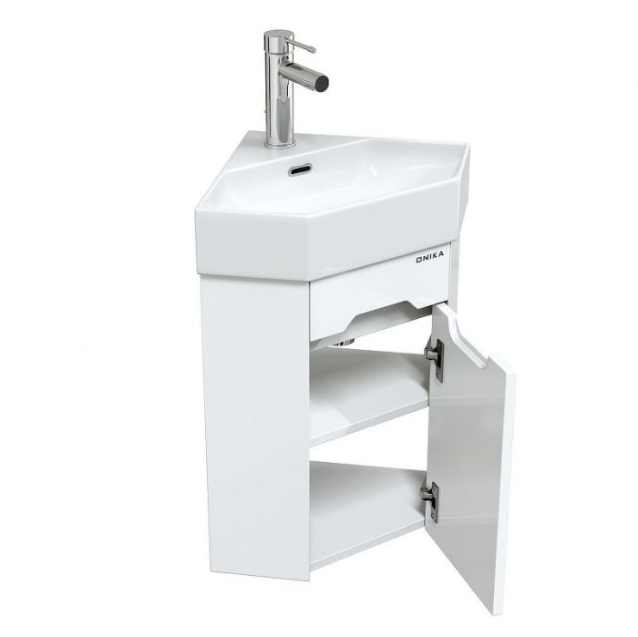 Тумба под раковину Onika Айленд 35 R 103502 подвесная, угловая цвет Белый