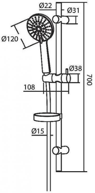 Душевой гарнитур Damixa Palace One 914100000 Хром Душевой гарнитур Damixa Palace One 914100000 Хром