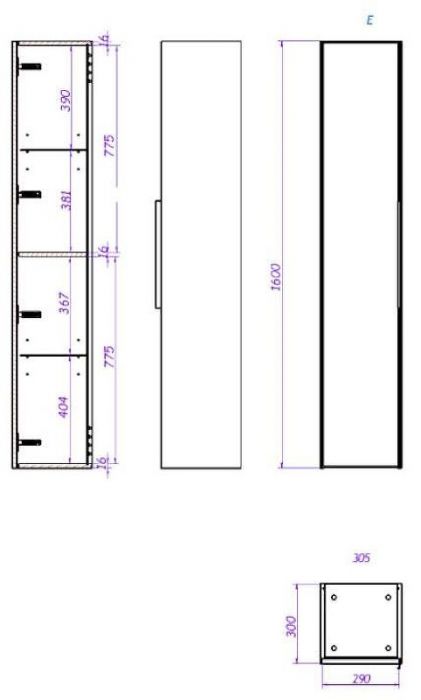 Шкаф пенал La Fenice Simpla 30 FNC-05-SIM-G-30 подвесной Серо-зеленый
