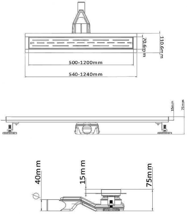 Душевой лоток Esbano Combi 80 C-RAIN-80SG ESTRCOMRAIN80SG с решеткой Золото матовое