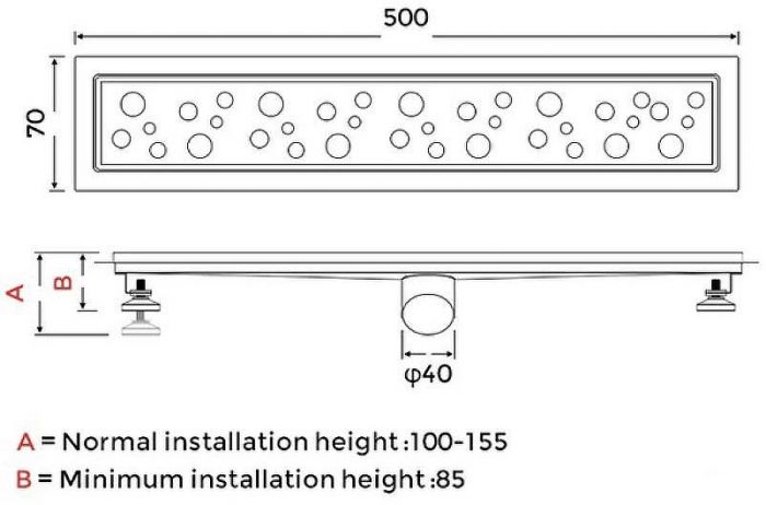 Душевой лоток Gappo G85007-2 с решеткой Нержавеющая сталь