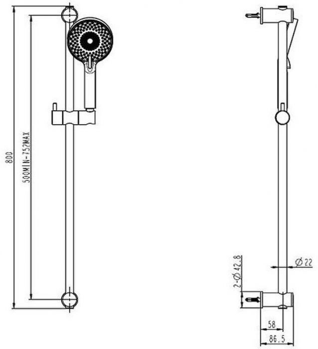 Душевой гарнитур Caprigo Parts 98-571-ner Черный матовый