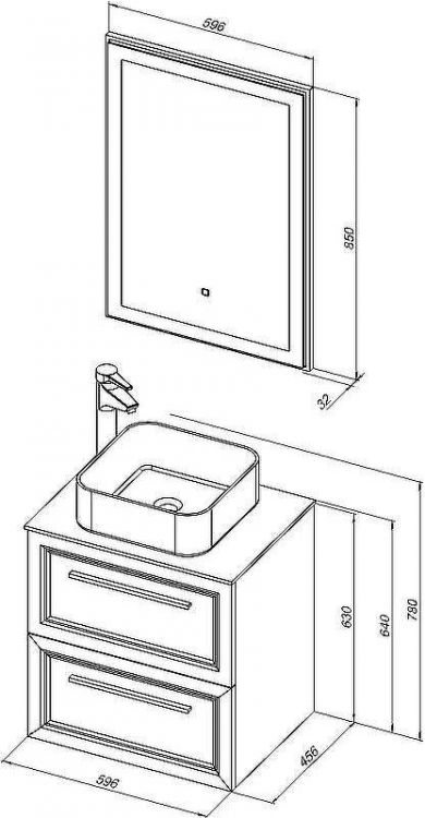 Комплект мебели для ванной STWORKI Эстерсунд 60 459727 подвесной Белый матовый Роверелла