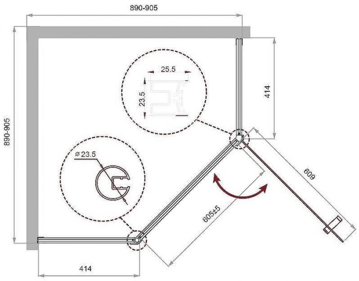 Душевой уголок BelBagno Uno 90х90 UNO-195-P-1-90-CH-CR профиль Хром стекло шиншилла