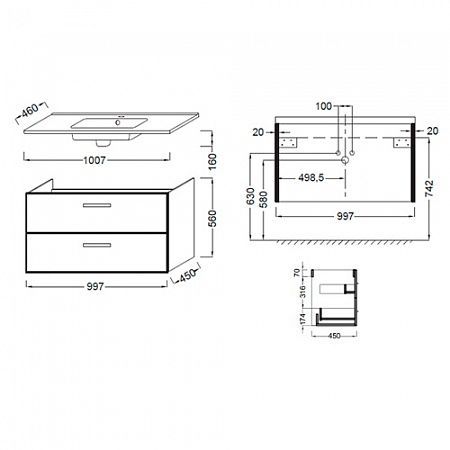 Тумба под раковину Jacob Delafon OLA EB392RU 99,6 см