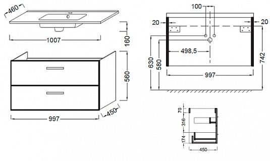 Тумба под раковину Jacob Delafon OLA EB392RU 99,6 см